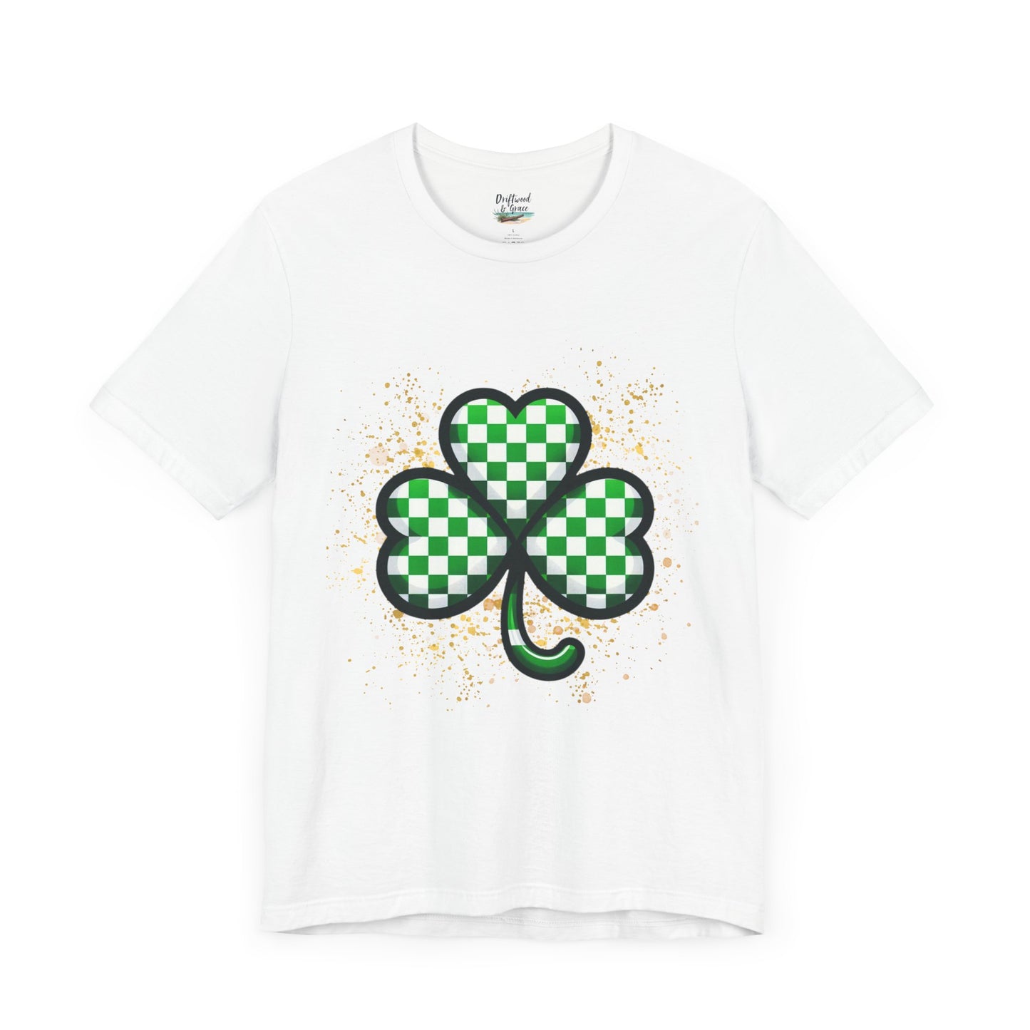 Checkered Shamrock Sparkle Tee