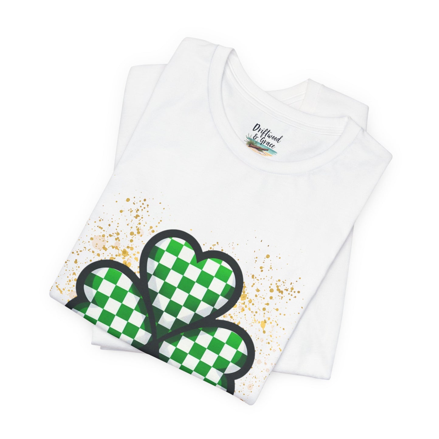 Checkered Shamrock Sparkle Tee