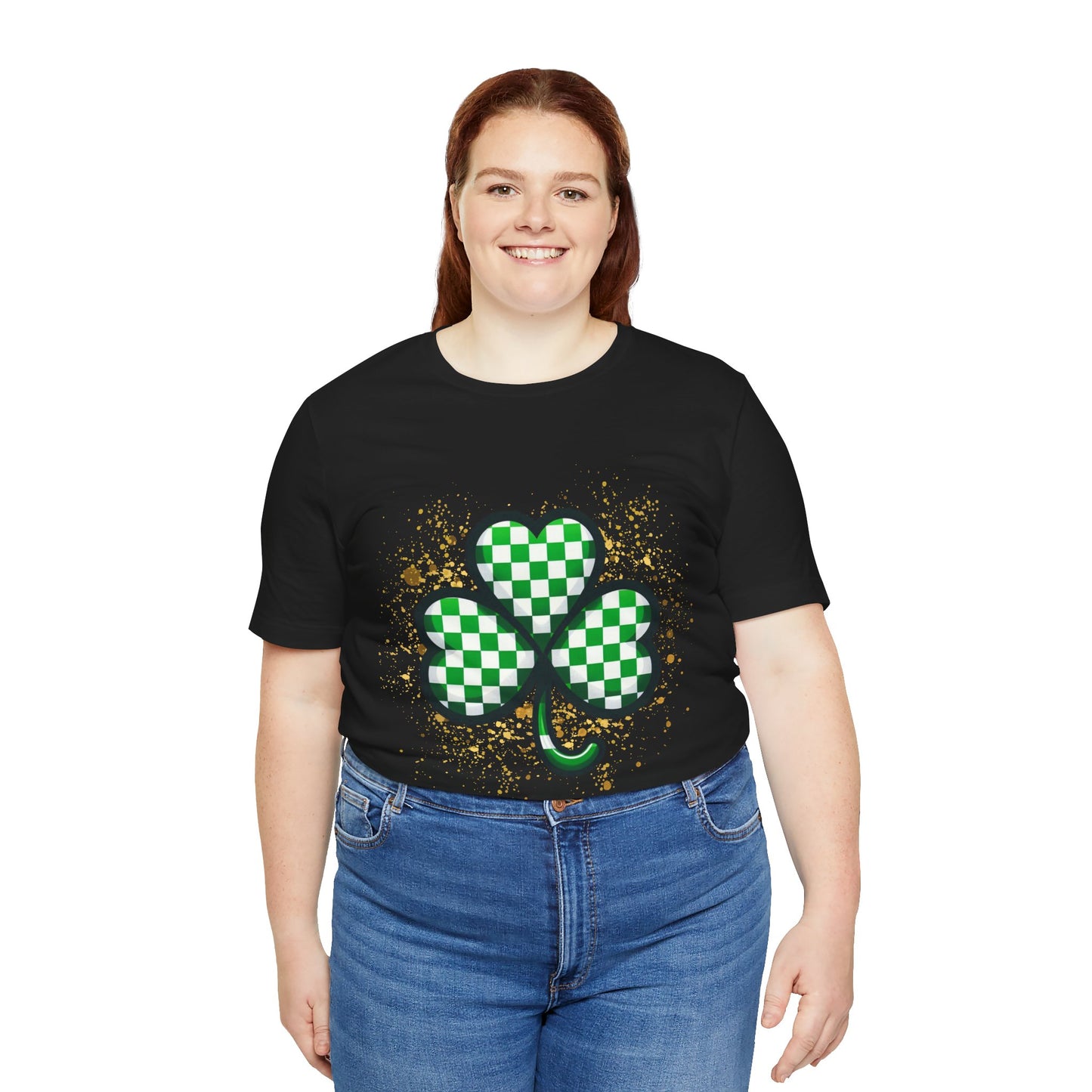 Checkered Shamrock Sparkle Tee