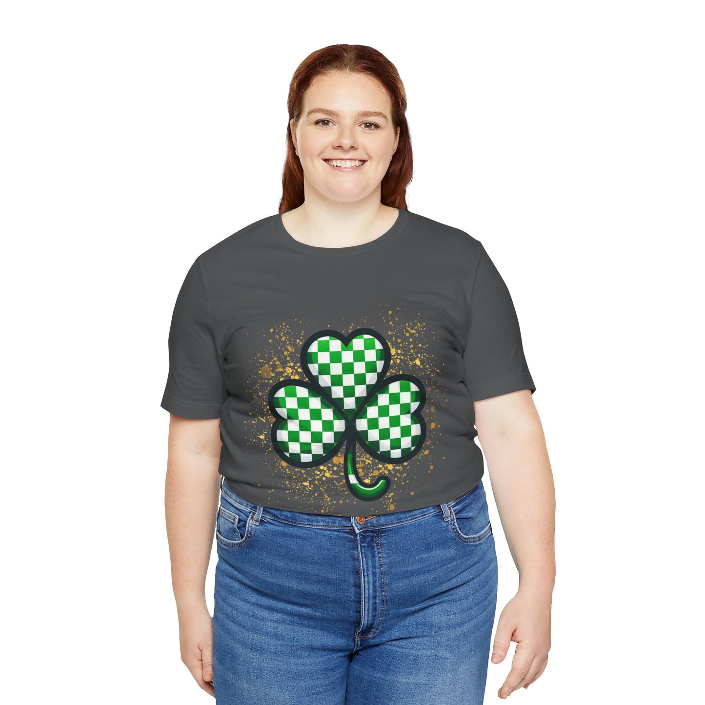 Checkered Shamrock Sparkle Tee