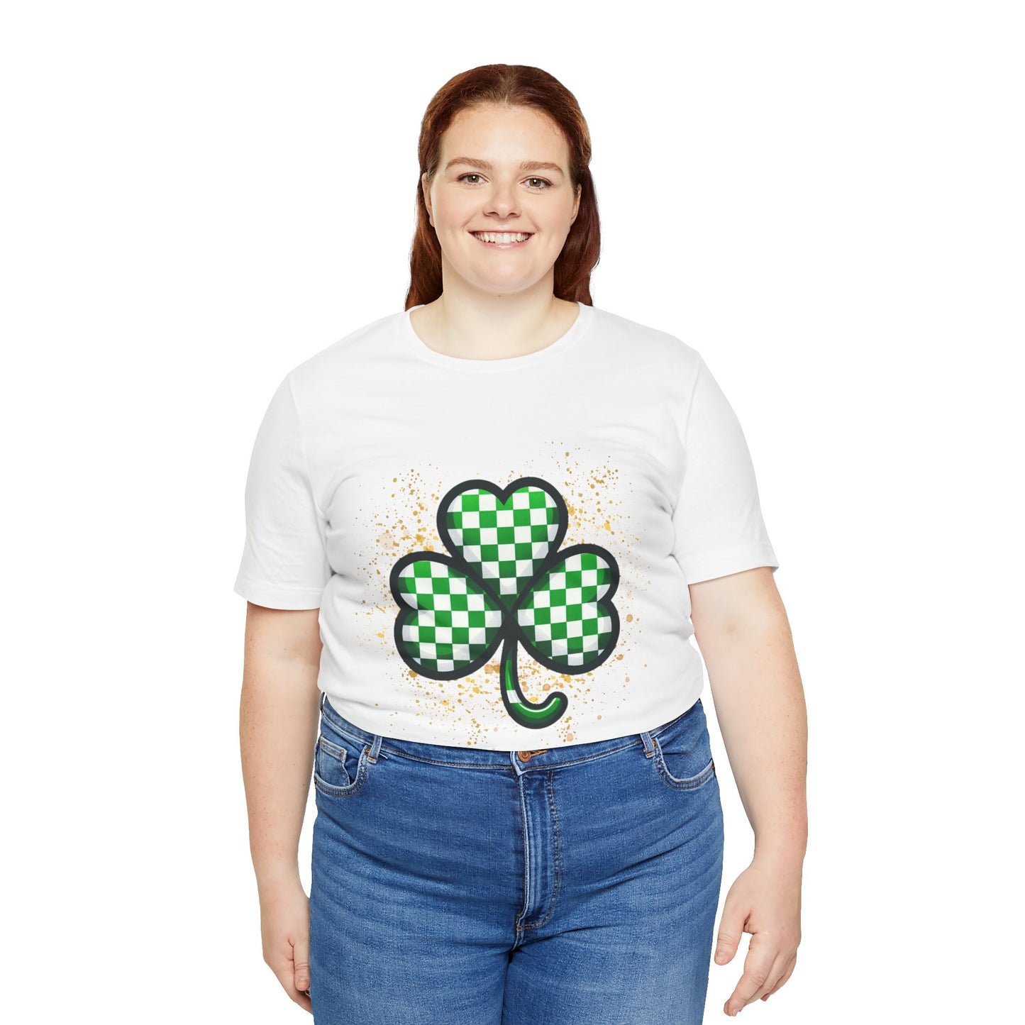 Checkered Shamrock Sparkle Tee